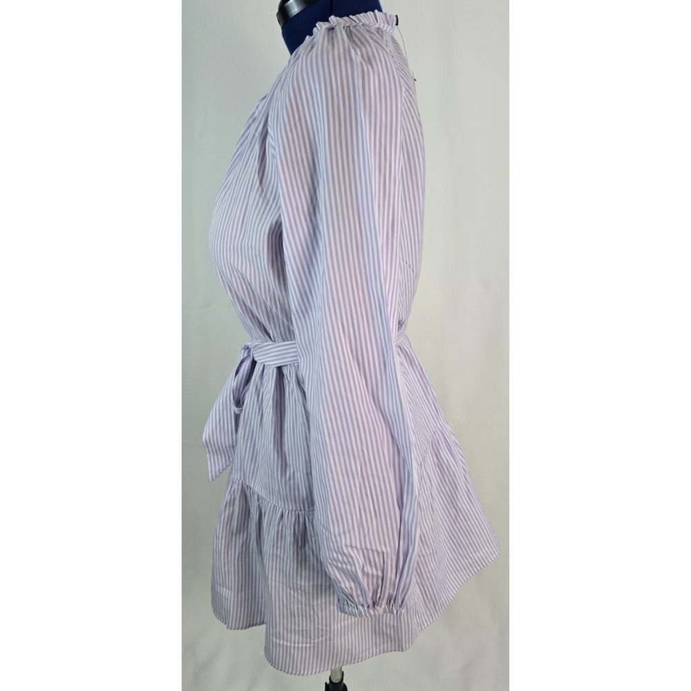 Eloquii women's purple striped cotton tiered belted shift mid dress size 14/18 - Picture 2 of 4